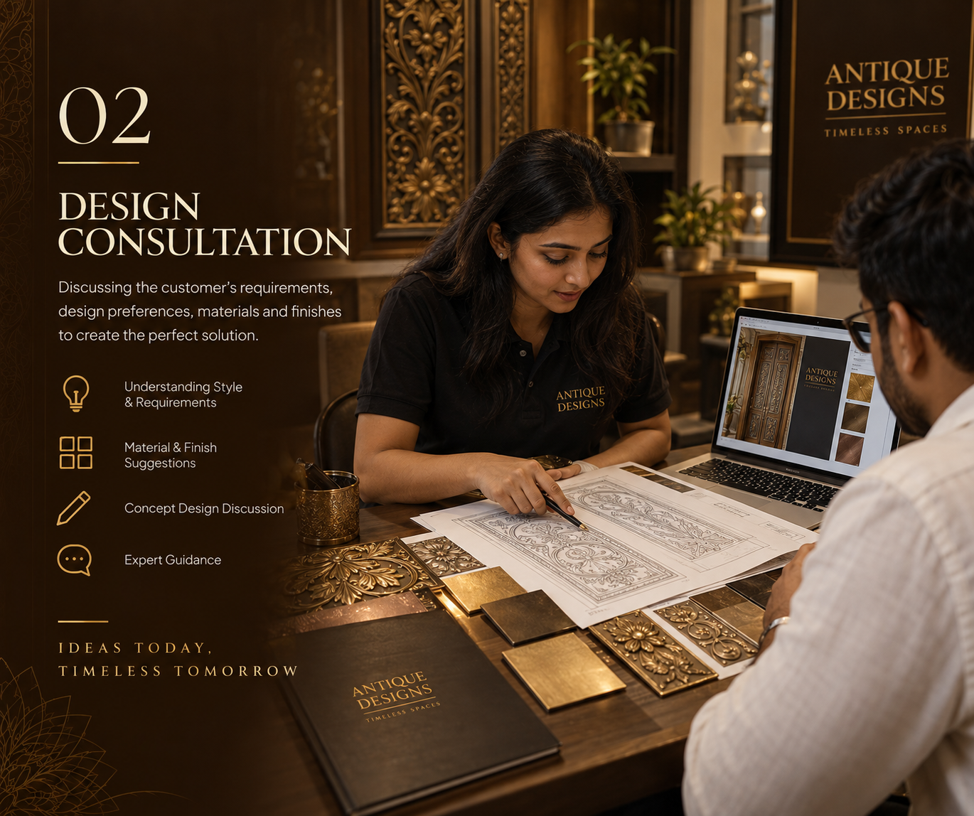 02 Design Consultation - Discussing customer requirements and finishes